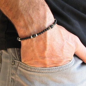 Black Onyx Mens Bracelet, Beaded Bracelet, Mens Jewelry, Gift For Him