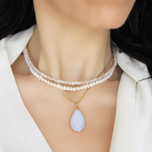 Natural Moonstone Necklace, Gemstone Teardrop Necklace, Crystal Jewelry, Drop Necklace