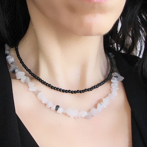 Natural Tourmaline Necklace, Chip Beaded Necklace, Crystal Gemstone Beaded Choker
