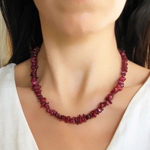 Pink Beaded Necklace, Shell Necklace, Gemstone Beaded Choker, Bohemian Necklace