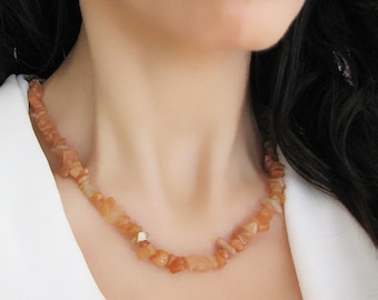 Collar de cornalina, collar de cristal, collar de cuentas