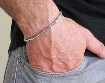 Mens Bracelet, Hematite Beaded Bracelet For Men