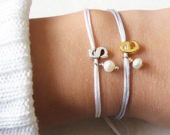 Initial Bracelet, Adjustable Cord Bracelet for Women