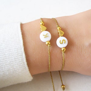 Heart Bracelet, Adjustable Cord Bracelet, Initial Bracelet