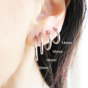 Silber Hoop Ohrringe, Edelstahl Huggie Ohrringe, klein-groß Creolen, wasserdichte Ohrringe
