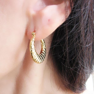 Gold Hoop Earrings, 18K Gold Filled Huggie Earrings, Medium Hoops, Waterproof Earrings