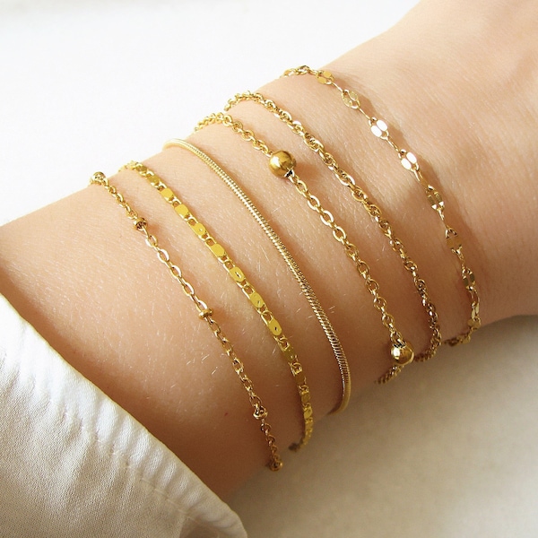 Bracelet chaîne en or pour femme, bracelet en or, bracelet minimaliste
