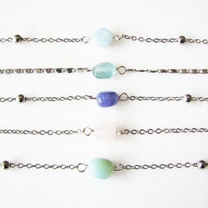 Edelstein Perlen Choker Halskette für Frauen, Natürliche Edelstein Halskette