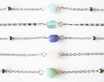 Chokerketting met edelsteenkralen voor dames, natuurlijke edelsteenketting