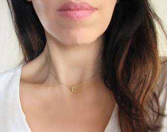 Initial Necklace, Letter Necklace, Initial Choker, Gold Necklace, Name Necklace, Monogram Necklace, Bridesmaid Gifts