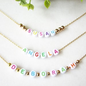 Collar de cuentas con nombre, collar con nombre personalizado, collar con letras coloridas
