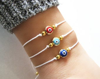 Evil Eye Bracelet, Evil Eye Jewelry, Bracelets for Women, Adjustable Cord Bracelet