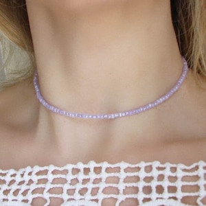 Seed Bead Choker, Seed Bead Necklace, Purple Choker, Beaded Jewelry