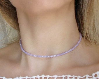Lila Perlen Choker, Glashalskette