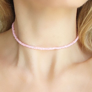 Pink Choker Necklace, Beaded Choker, Seed Bead Choker, Seed Bead Necklace