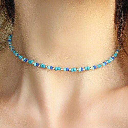 Seed Bead Necklace Beaded Necklace Choker Necklace Etsy