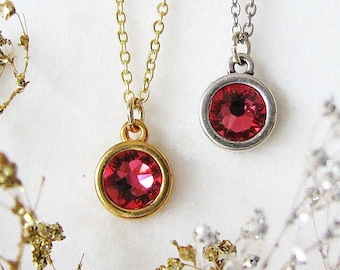 July Birthstone Necklace, Ruby Necklace, Birthstone Jewelry, Birthday Gifts For Her