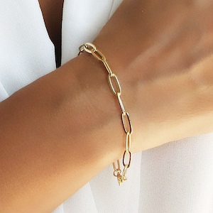 Gold Chain Bracelet, Paperclip Chain, Link Bracelets for Women
