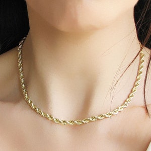Gold Rope Chain Necklace, Rope Necklace, Twisted Chain, Layering Necklace