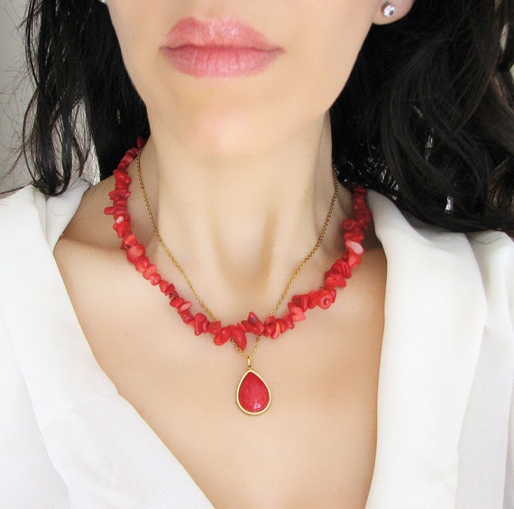 Coral cheap choker necklace