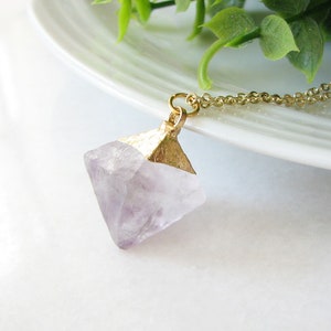 Ruwe kristallen ketting, Amethist ketting, ruwe stenen ketting, hanger ketting, edelsteen sieraden
