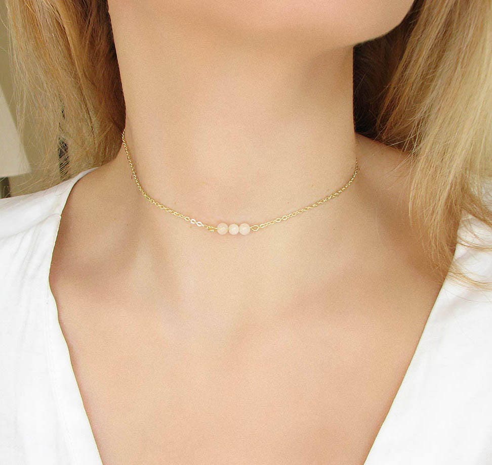 Gold Chain Choker Necklace Stone Choker Gold Choker Layered Etsy
