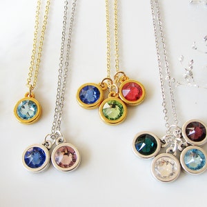 Collar con piedra de nacimiento para mamá, collar con dije familiar, joyería con piedra de nacimiento, regalo de cumpleaños personalizado