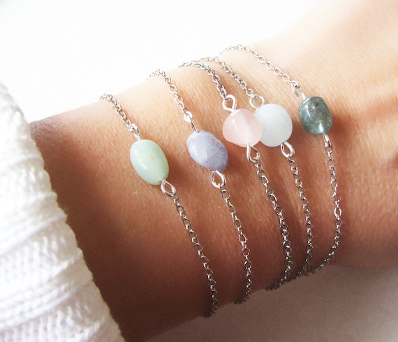 Gemstone Bracelet, Adjustable Bracelet, Aqua Marine, Rose Quartz,  Amazonite, Blue Lace Agate, Amethyst Crystal Bracelet - Etsy