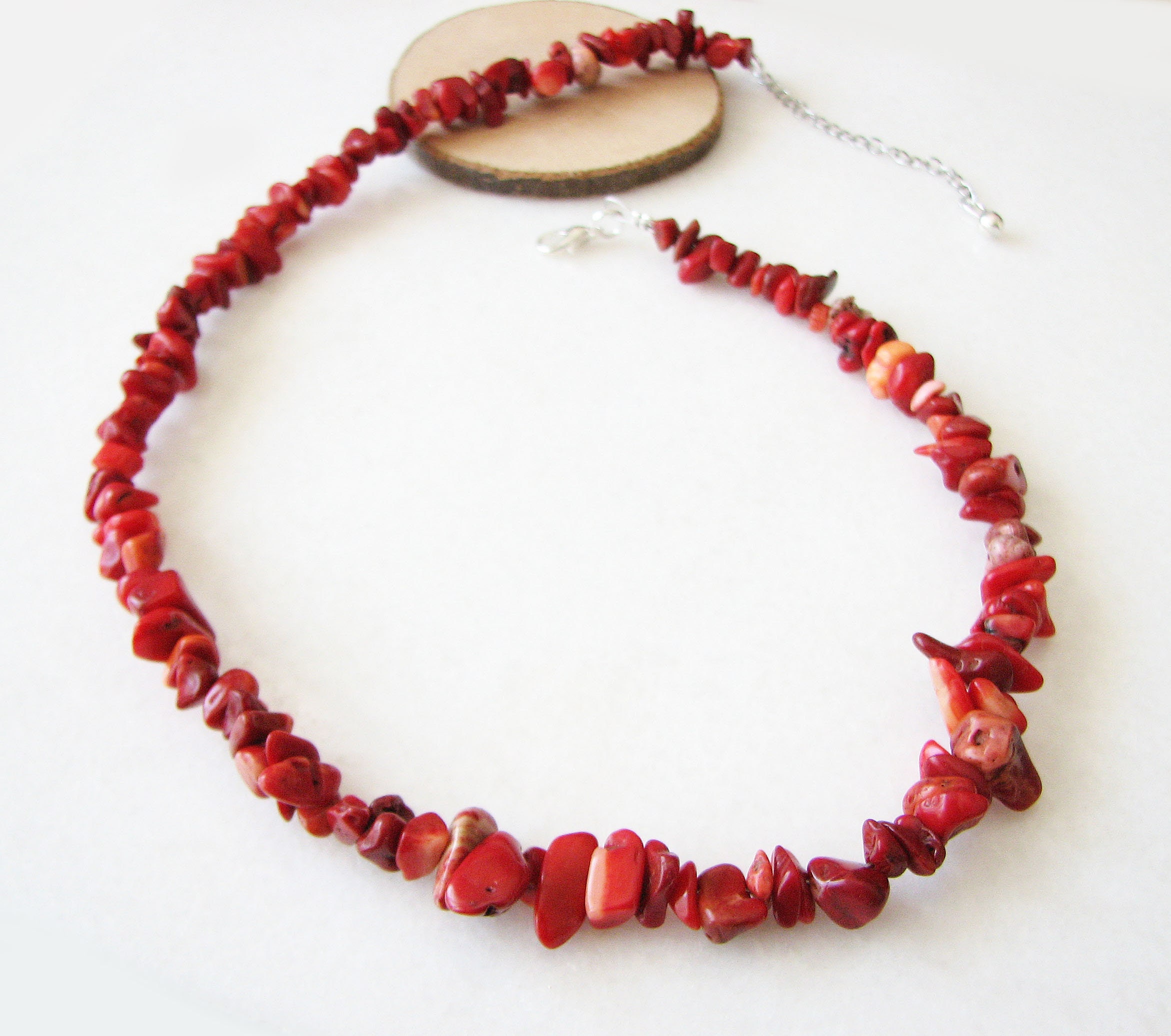 Red Coral Necklace, Coral Jewelry, Beaded Necklace, Gemstone