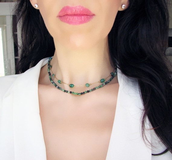 Collier Quartz Rose Et Aventurine - Pierres Véritables, Longueur Mi-longue, Neuf Sans Emballage