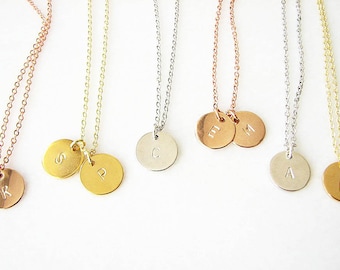 Disc Initial Necklace, Letter Charm