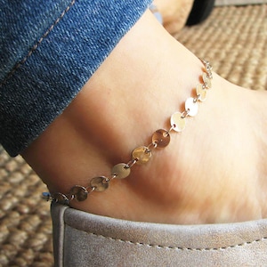 Anklets for Women, Silver Anklet Bracelet, Gold Disc Chain Anklet