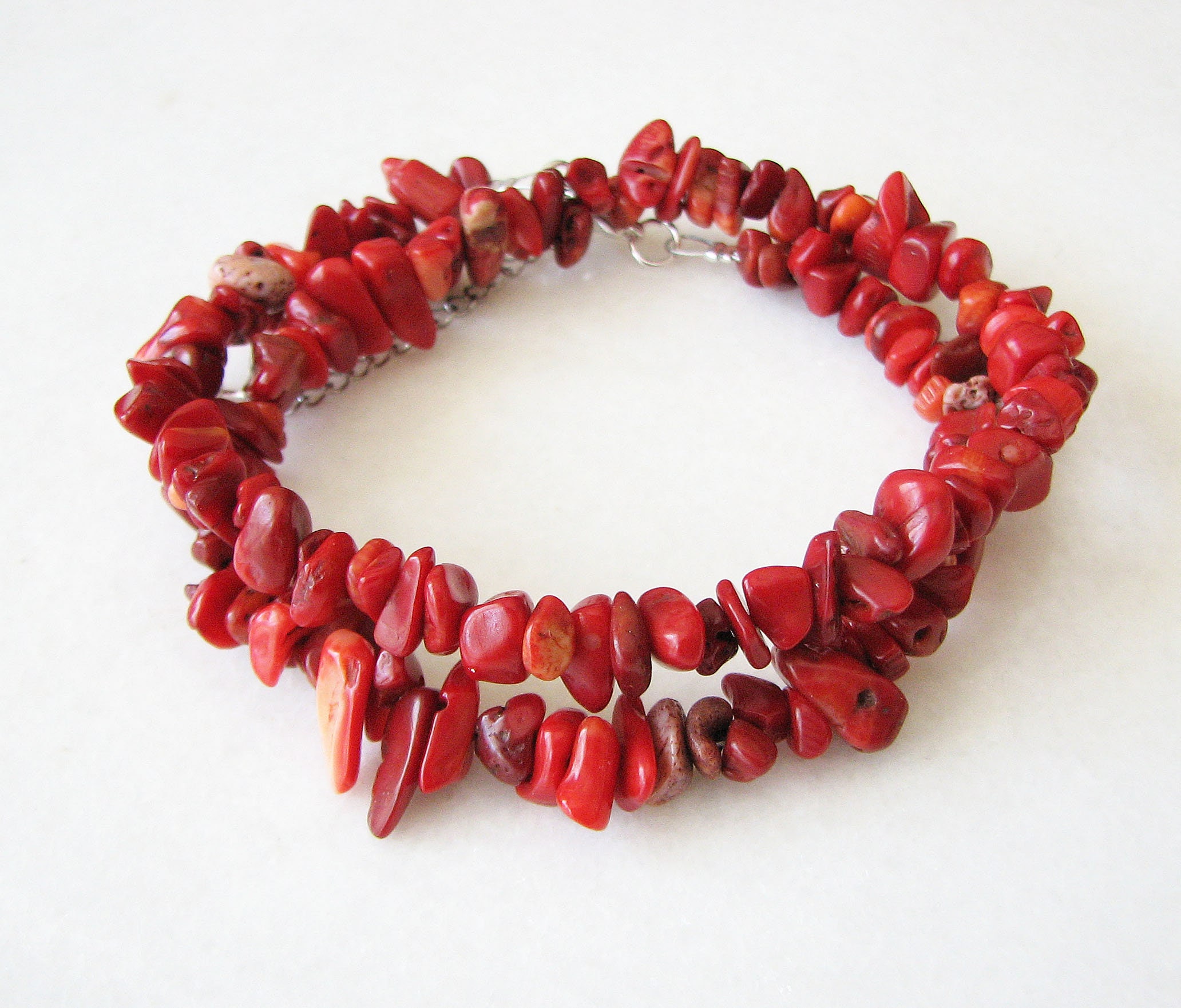 Red Coral Necklace, Coral Jewelry, Beaded Necklace, Gemstone