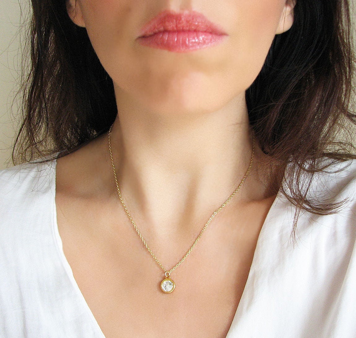 April Birthstone Necklace - Crystal