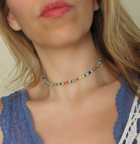 Midnight Lights Seed Bead Choker Thicker Seed Beads 