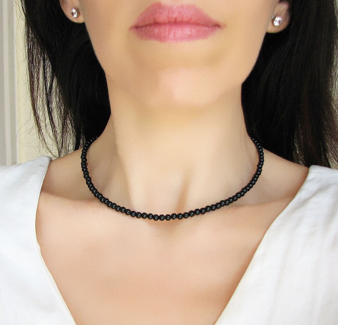 Onyx Necklace, Black Onyx Jewelry, Beaded Necklace, Gemstone Choker - Etsy