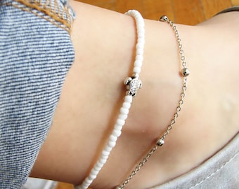 Beaded Anklets for Women, Ankle Bracelet, Turtle Jewelry