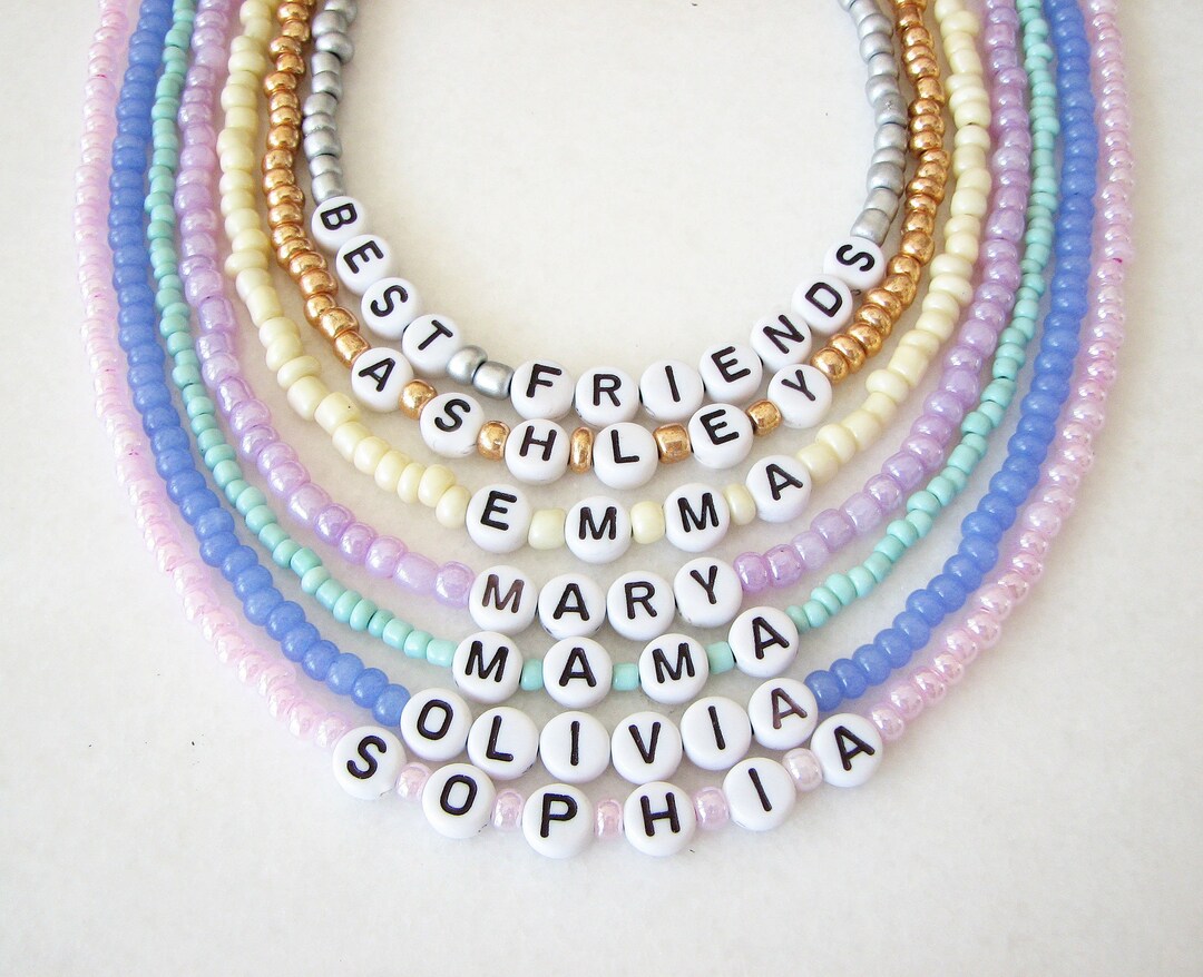 Name Beaded Necklace, Custom Name Necklace, Personalized Jewelry