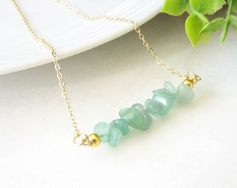 Green Aventurine Necklace, Gesmtone Crystal Necklace