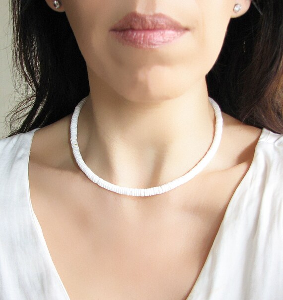 Puka Shell Necklace White Shell Choker Beach Necklace Summer