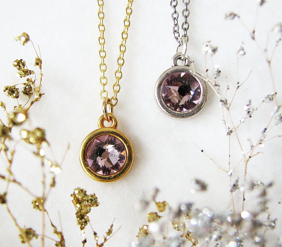 June Birthstone Necklace, Swarovski Crystal Necklace