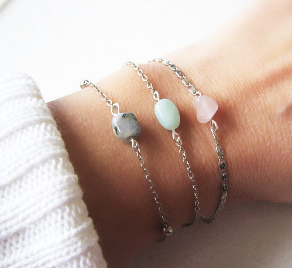 Gemstone Bracelet, Adjustable Bracelet, Aqua Marine, Rose Quartz,  Amazonite, Blue Lace Agate, Amethyst Crystal Bracelet - Etsy