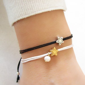 Bracelet étoile, Bracelet cordon réglable, Bijoux étoiles
