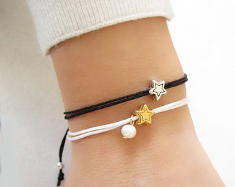 Bracelet étoile, bracelet cordon réglable, bijoux étoiles