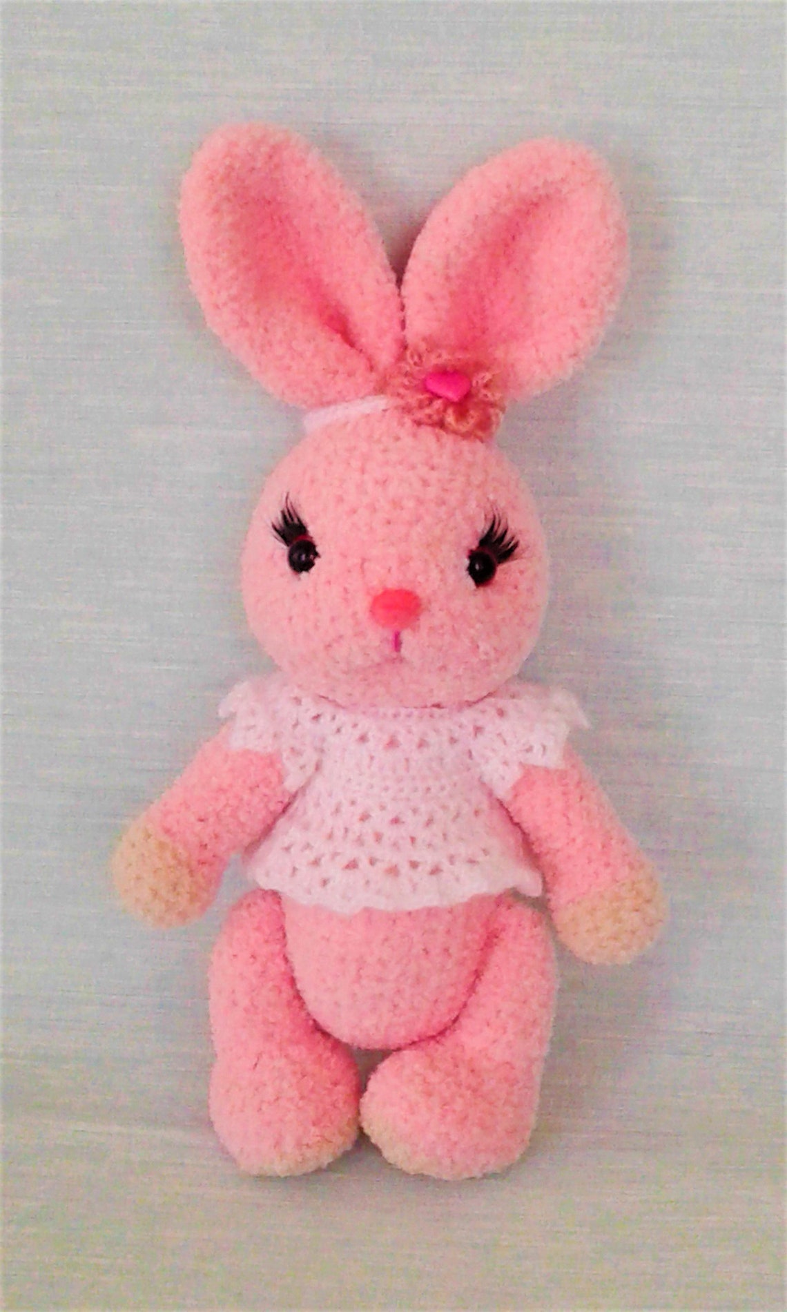 Soft toy rabbit in clothes baby soft toy pink rabbit knitted Etsy