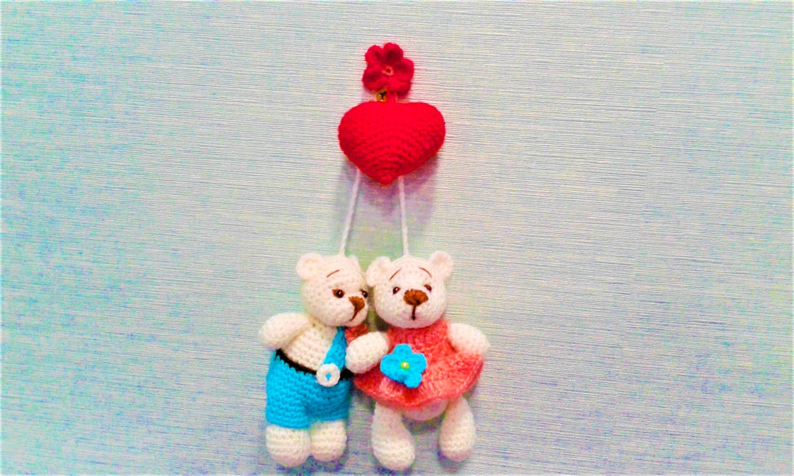 Gift keychain bears with a heart Valentine's Day gift for | Etsy