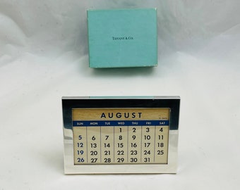 Authentic Tiffany & Co. Sterling Silver Large Desk Antique Calendar 6” By 4 1/4”