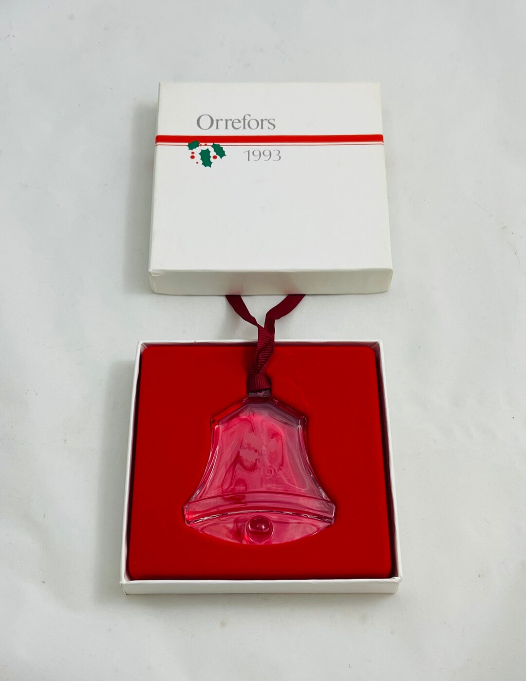 Orrefors Glass Christmas Tree Bell Ornament Clear Glass Etsy