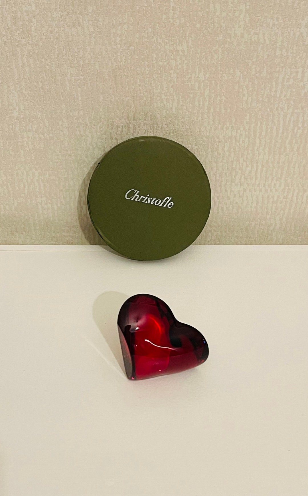 Ruby Paperweight Christofle France Paperweight Ruby Color Art Glass Crystal With ...