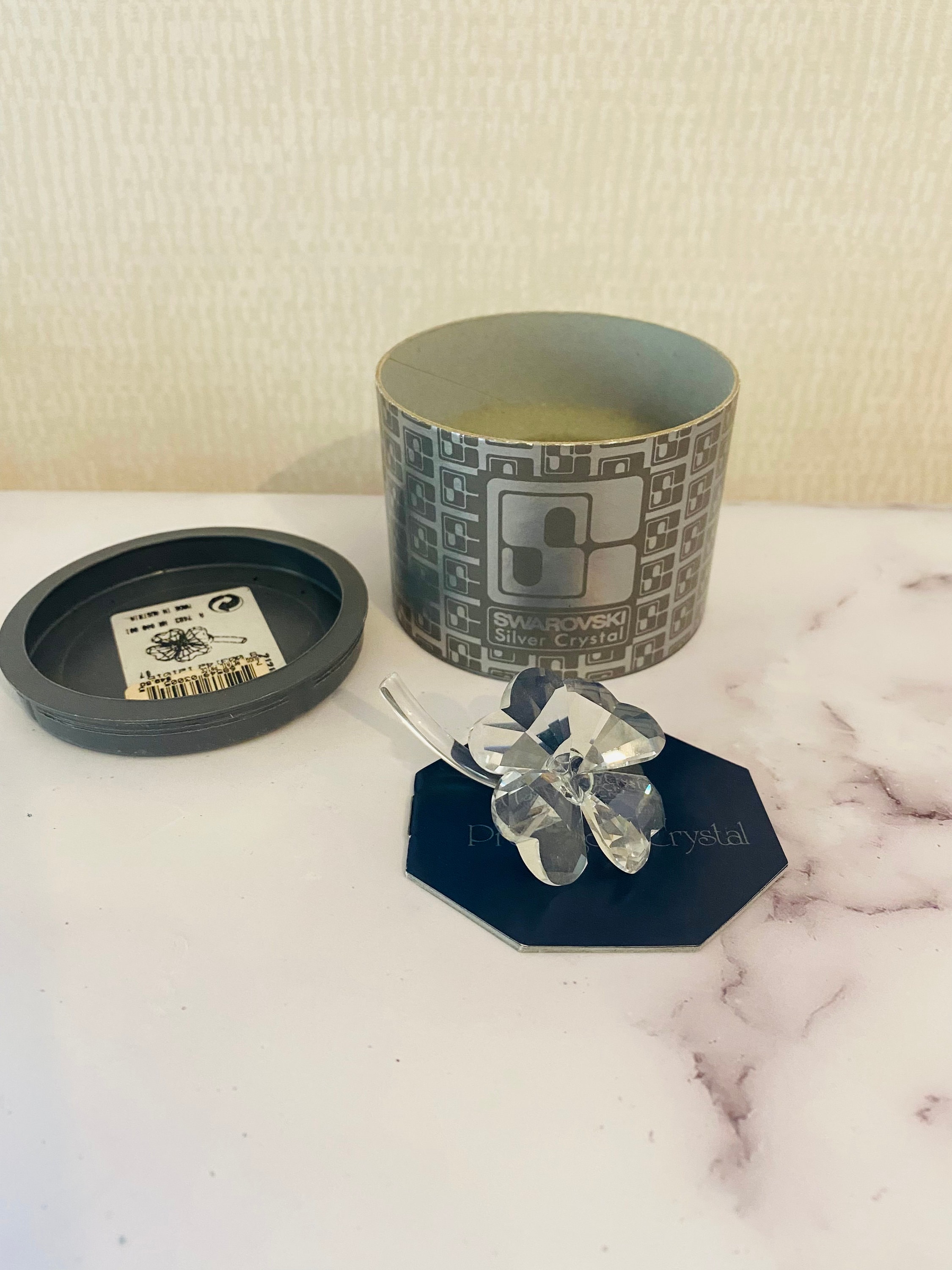 ヴィンテージ スワロフスキー 四つ葉のクローバー クリスタル フラワー